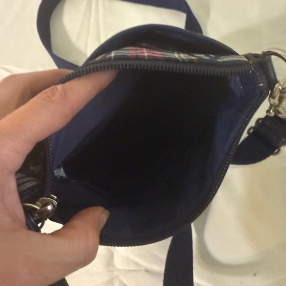 Plaid Crossbody Bag - Navy and Pink - Picture 5 of 5